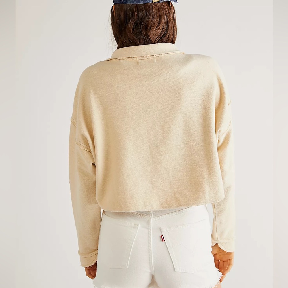 Free People We The Free Kitty Pullover Cropped Quarter Zip Sweatshirt S Boho - Picture 3 of 6